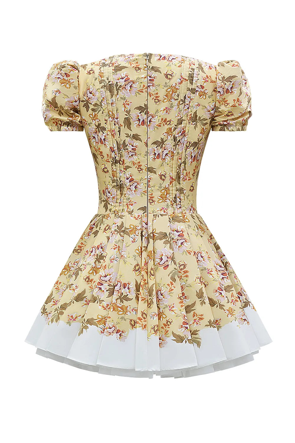 Imani Honeyflower Print Pleated Cotton Mini Dress