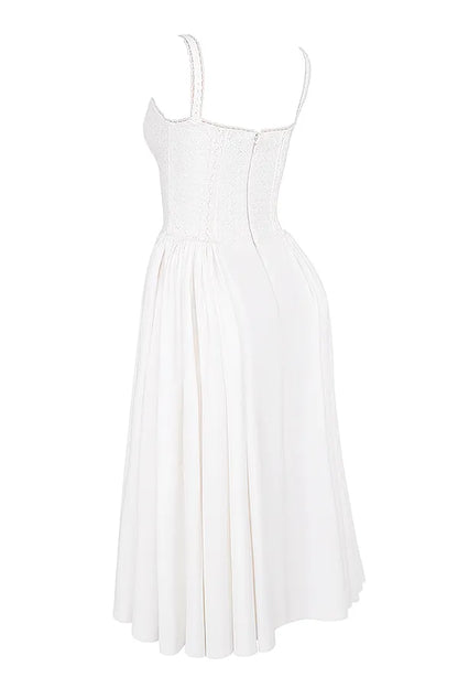 Milia White Broderie Anglais & Cotton Midi Dress