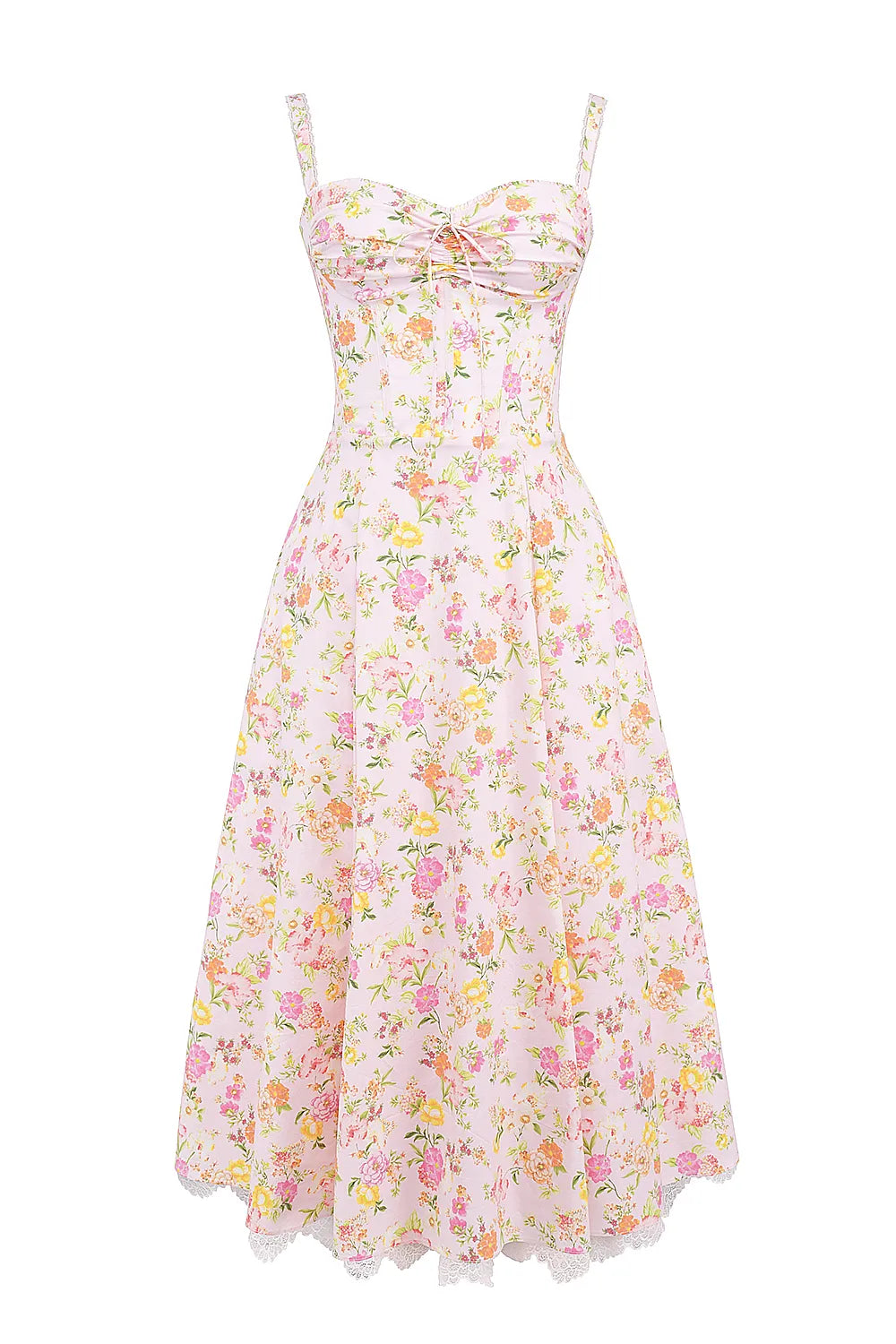 Rosalee Pink Meadow Print Cotton Bustier Sundress
