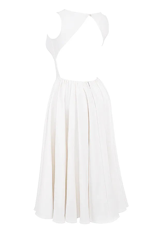 Cindy White Twill Midi Sundress