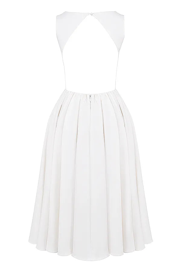 Cindy White Twill Midi Sundress