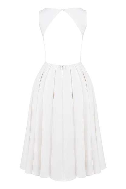 Cindy White Twill Midi Sundress