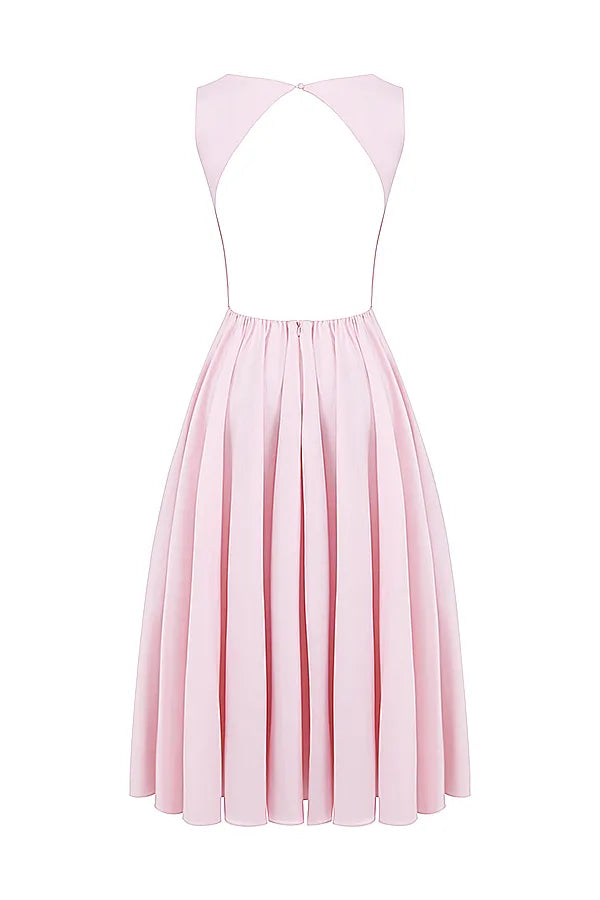 Cindy Ballerina Pink Twill Midi Sundress
