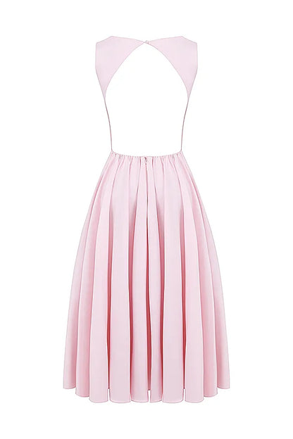 Cindy Ballerina Pink Twill Midi Sundress