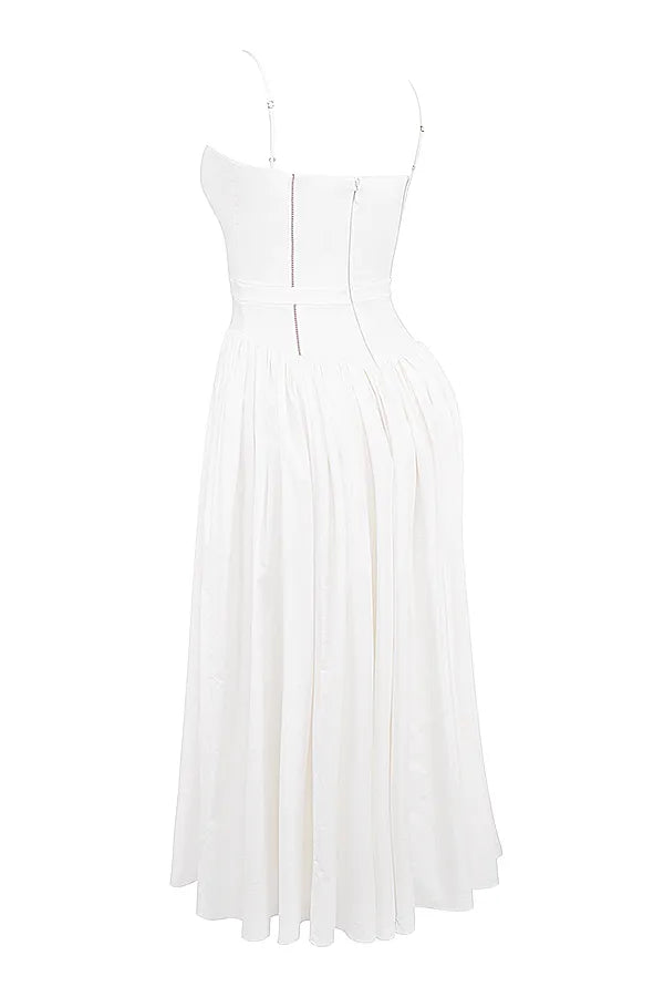 Ysabella White Cotton Maxi Sundress