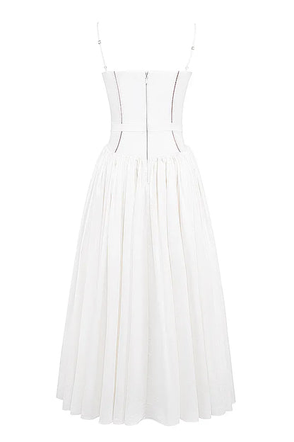 Ysabella White Cotton Maxi Sundress