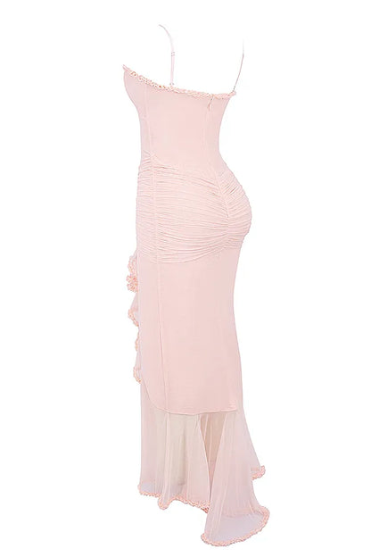 Gabriella Soft Peach Ruffled Front Gown
