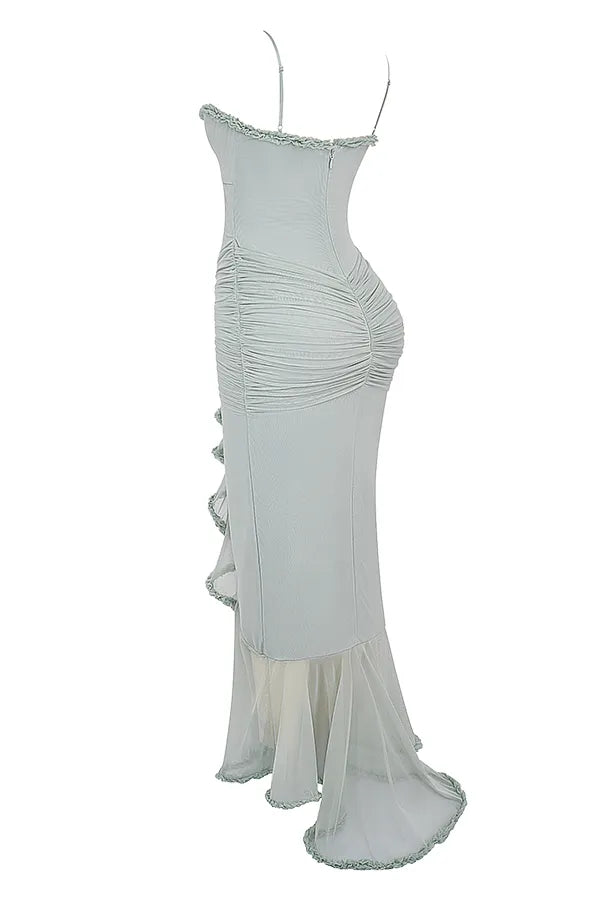 Gabriella Pistachio Ruffled Front Gown