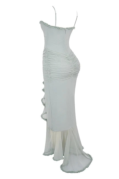 Gabriella Pistachio Ruffled Front Gown