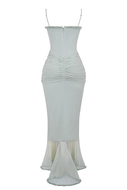 Gabriella Pistachio Ruffled Front Gown