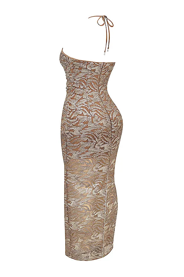 Giada Rose Gold Embroidered Sequinned Gown