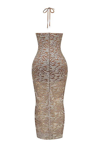 Giada Rose Gold Embroidered Sequinned Gown