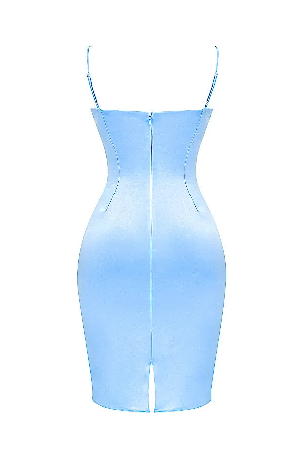 Jamiah Soft Blue Satin Midi Dress