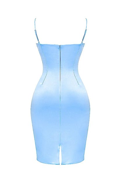 Jamiah Soft Blue Satin Midi Dress