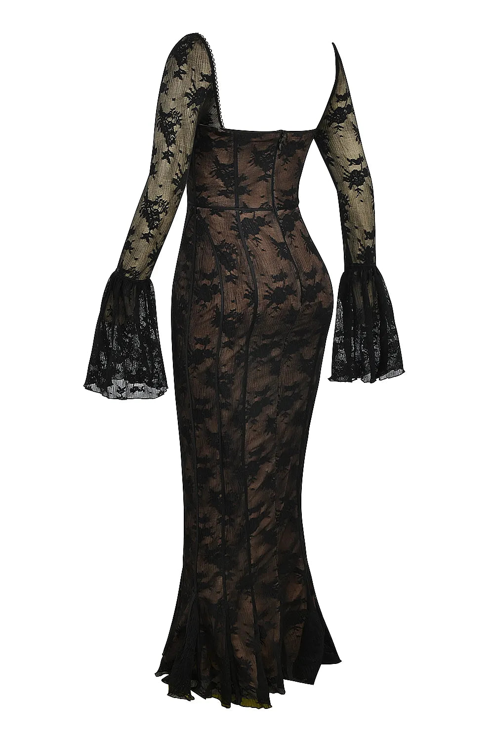 Delilah Black Long Sleeve Lace Maxi Dress
