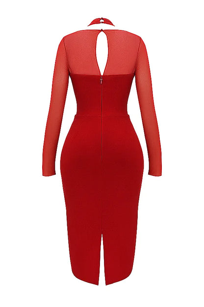 Yasmin Scarlet Plunge Midi Dress