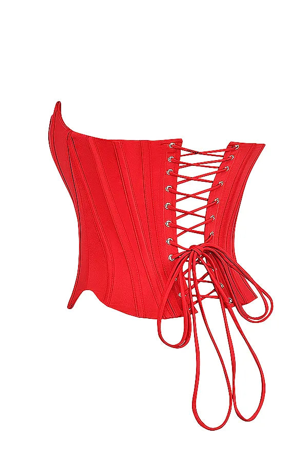 Genevieve Scarlet Satin Lace Back Corset