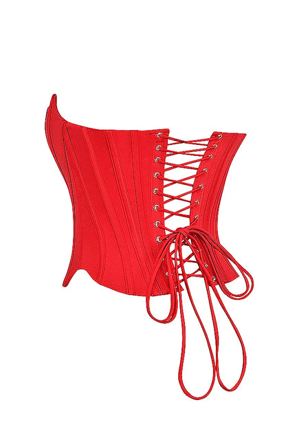 Genevieve Scarlet Satin Lace Back Corset