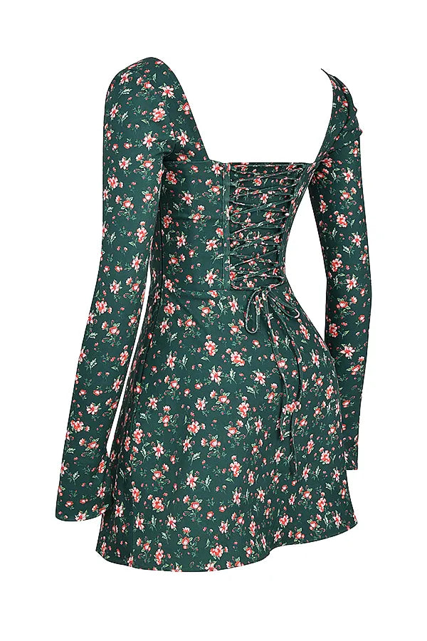 Malika Green Floral Corset Mini Dress