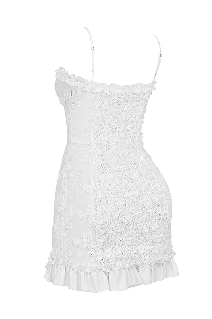 Marlene White Cotton Broderie Anglais Mini Dress