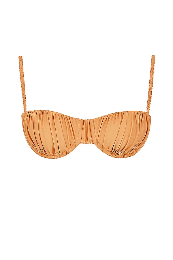 Cassis Light Orange Ruched Bikini Top