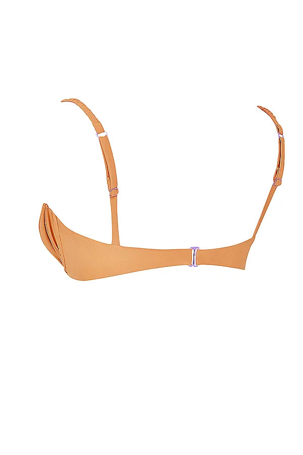 Cassis Light Orange Ruched Bikini Top