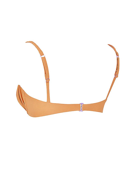 Cassis Light Orange Ruched Bikini Top