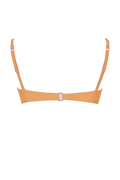 Cassis Light Orange Ruched Bikini Top