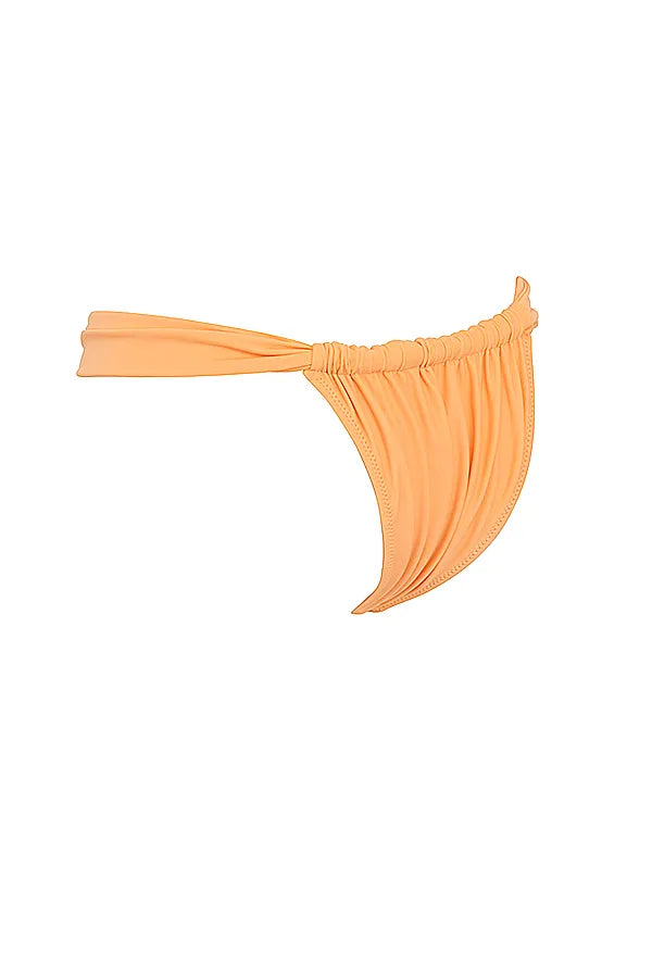 Athens Light Orange Gathered High Leg Bikini Bottom