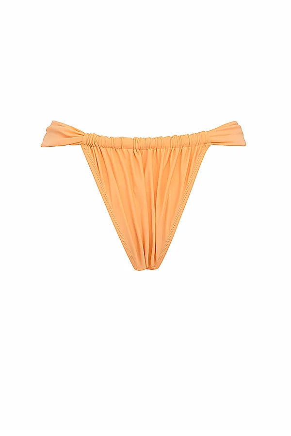 Athens Light Orange Gathered High Leg Bikini Bottom