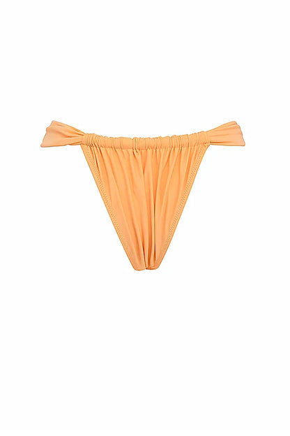 Athens Light Orange Gathered High Leg Bikini Bottom