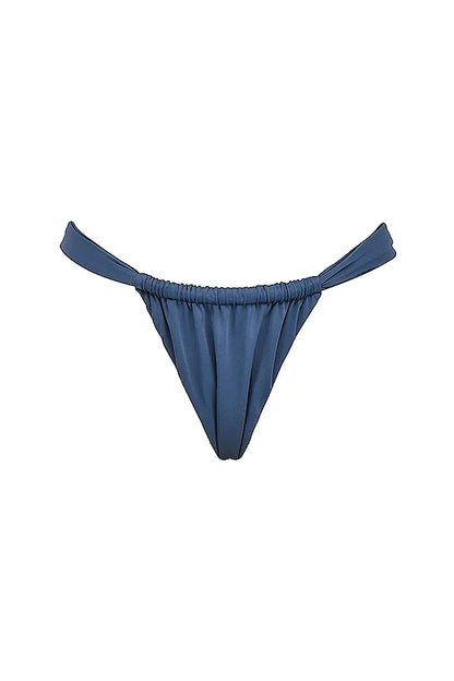 Athens Deep Blue Gathered High Leg Bikini Bottom