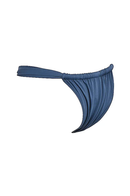 Athens Deep Blue Gathered High Leg Bikini Bottom