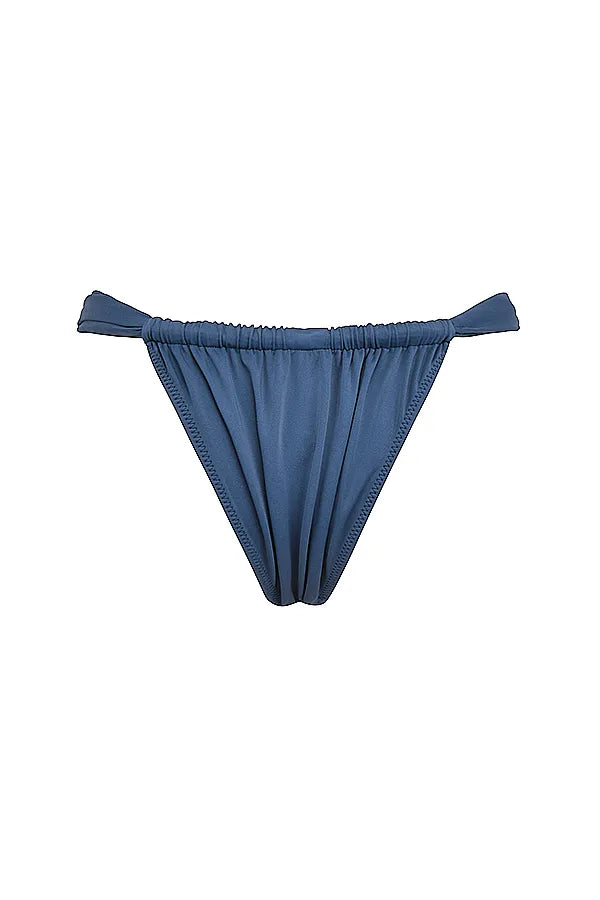 Athens Deep Blue Gathered High Leg Bikini Bottom