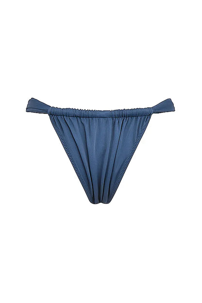 Athens Deep Blue Gathered High Leg Bikini Bottom