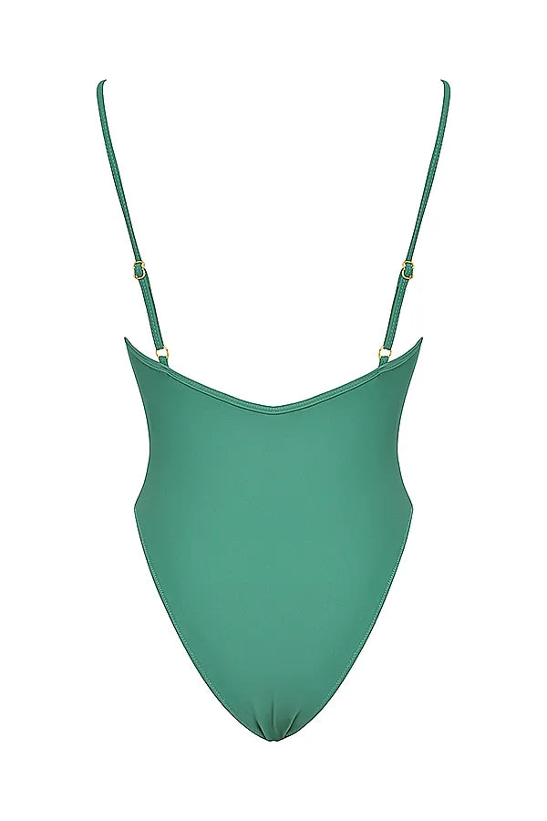 Rhodes Eucalyptus Plunge One Piece Swimsuit