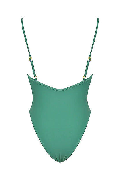 Rhodes Eucalyptus Plunge One Piece Swimsuit