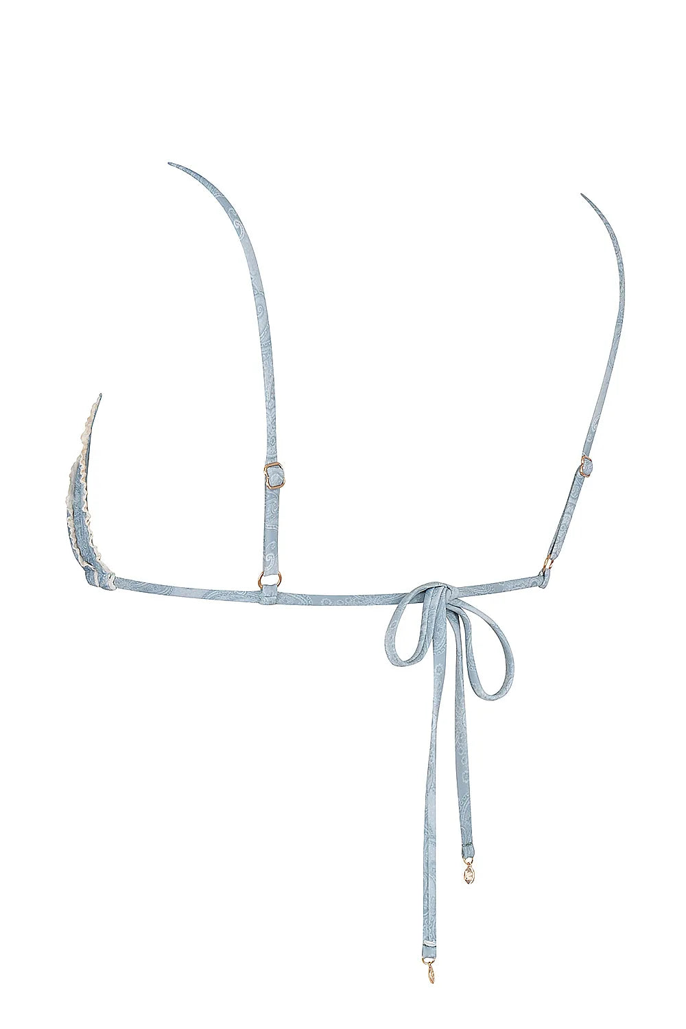 Corsica Blue Paisley Ruffle Trim Bikini Top