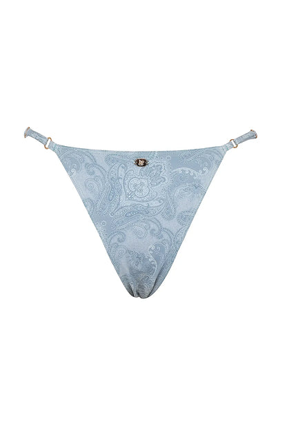 Toulouse Blue Paisley Ruffle Trim Bikini Bottom