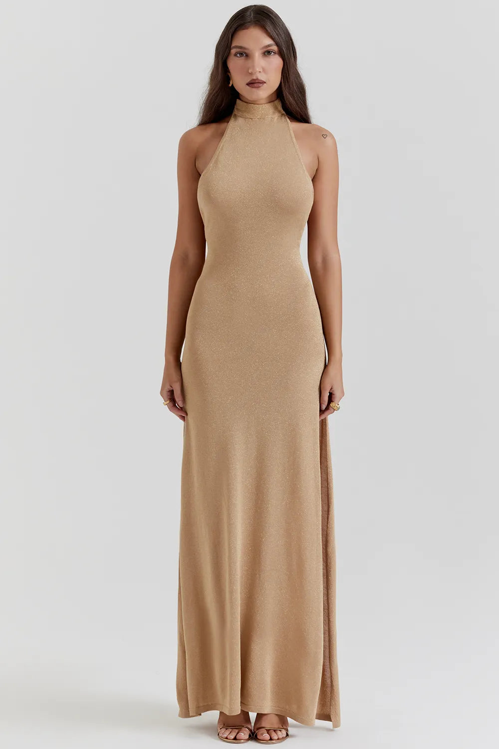 Selia Gold Knit Maxi Dress