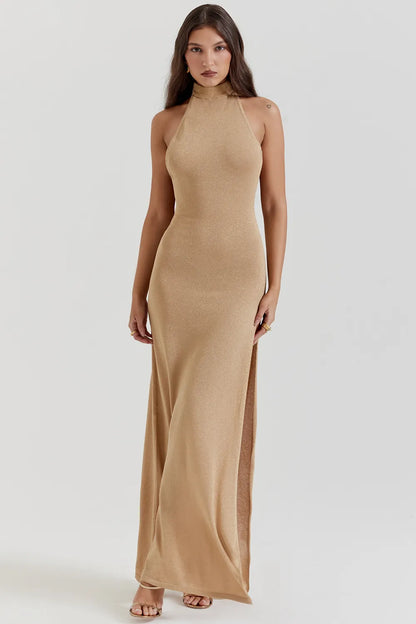 Selia Gold Knit Maxi Dress