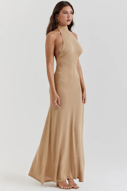 Selia Gold Knit Maxi Dress