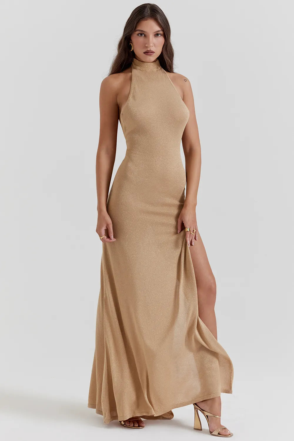 Selia Gold Knit Maxi Dress