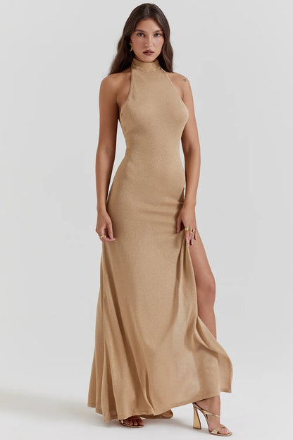 Selia Gold Knit Maxi Dress