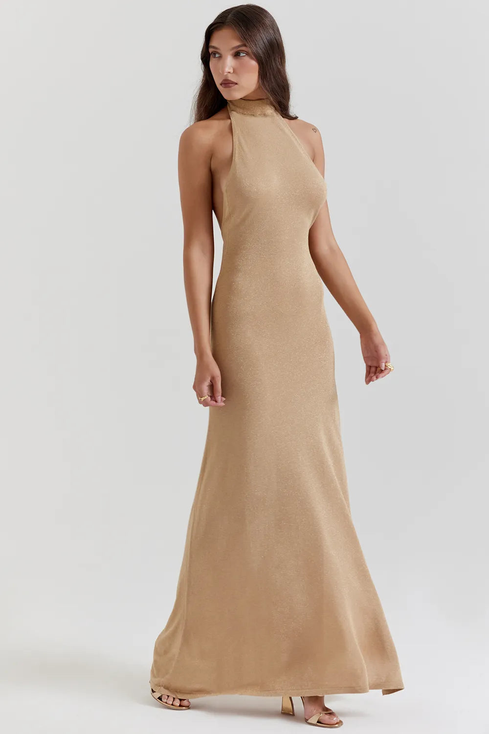 Selia Gold Knit Maxi Dress