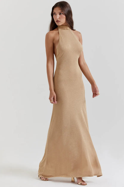 Selia Gold Knit Maxi Dress