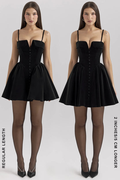 Selina Black Velvet Tulle Mini Dress