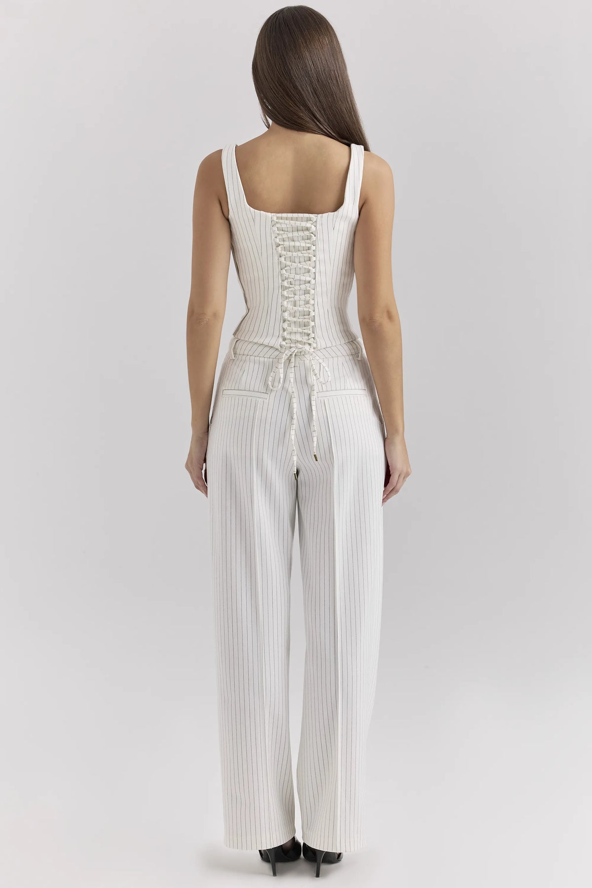 Hayden White Pinstripe High Waist Tailored Trousers