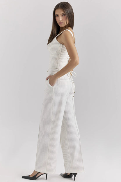 Hayden White Pinstripe High Waist Tailored Trousers