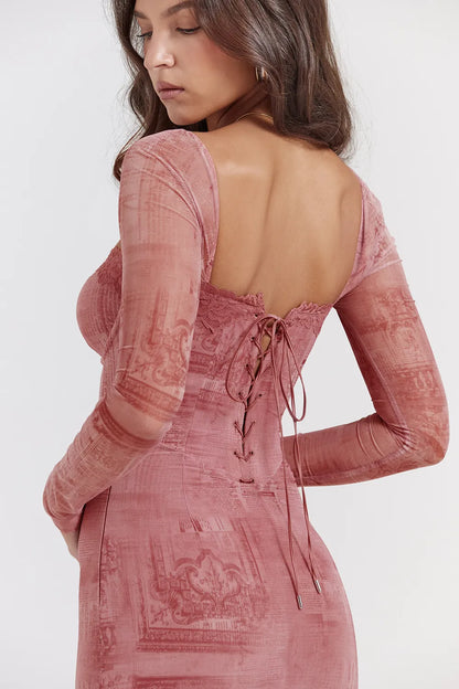 Seraphina Pink Print Corset Dress